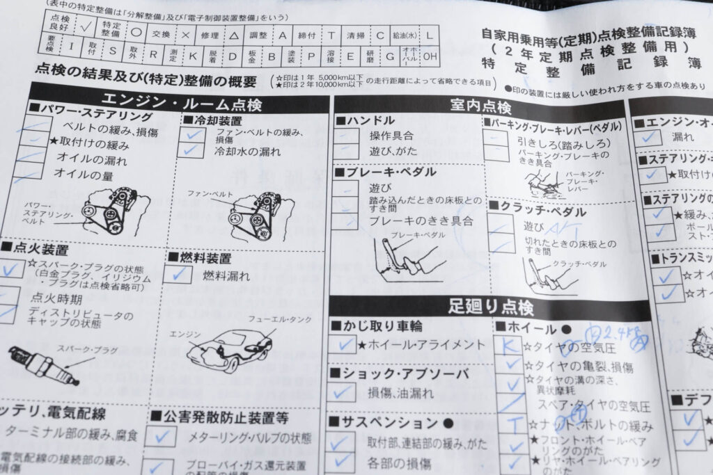 点検整備記録簿 12ヶ月点検 書類